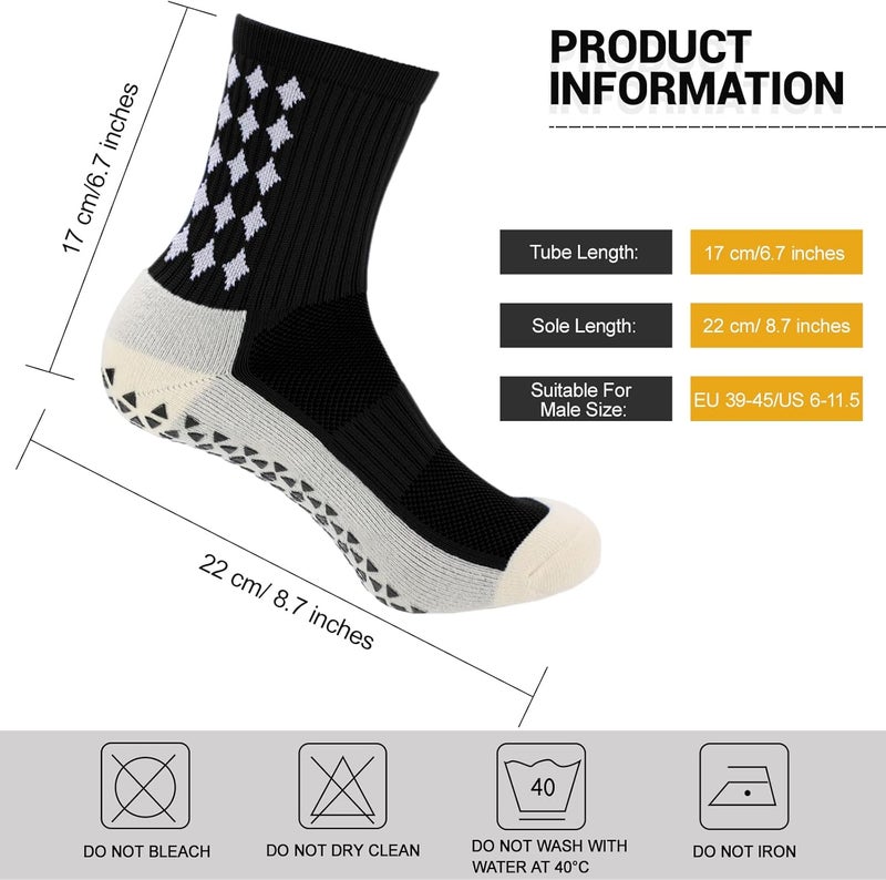 Ultrafun 5 Pairs Mens Grip Soccer Socks Non Slip Cushioned Crew Football Sports Socks - Image 2